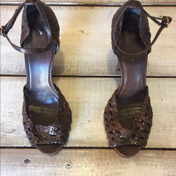 BCBG MaxAzria Brown Woven 4" Sandals