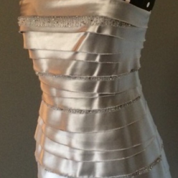 BCBG MaxAzria. silver cocktail dress