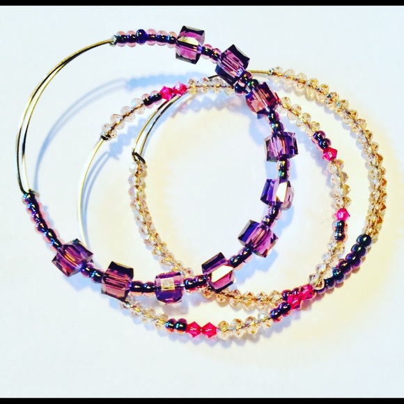 SET OF 3 glass beads bracelets