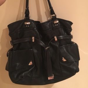 B. Makowsky Large Black Leather Purse