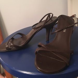 Brown strapped heels