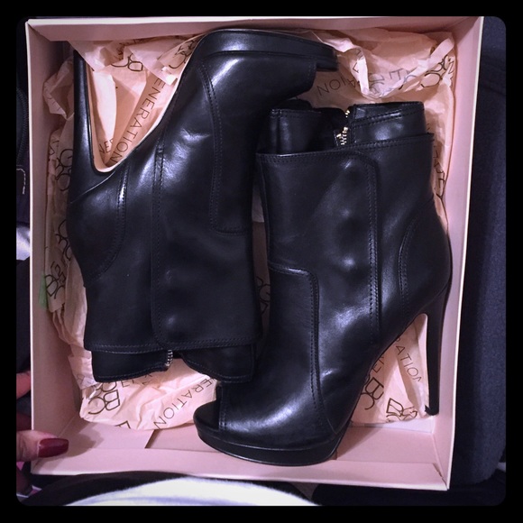 BCBG peep toe booties