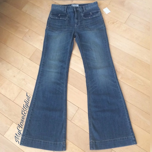 Free People Retro Flare Tailored Blue Jeans 27 NWT - Picture 2 of 6