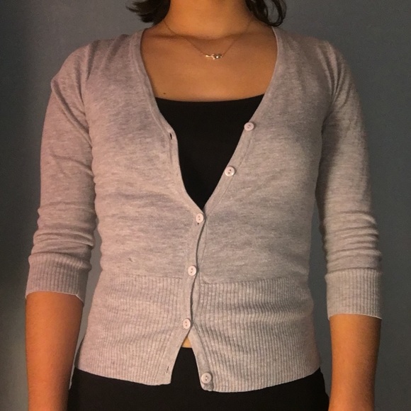 heather grey cardigan