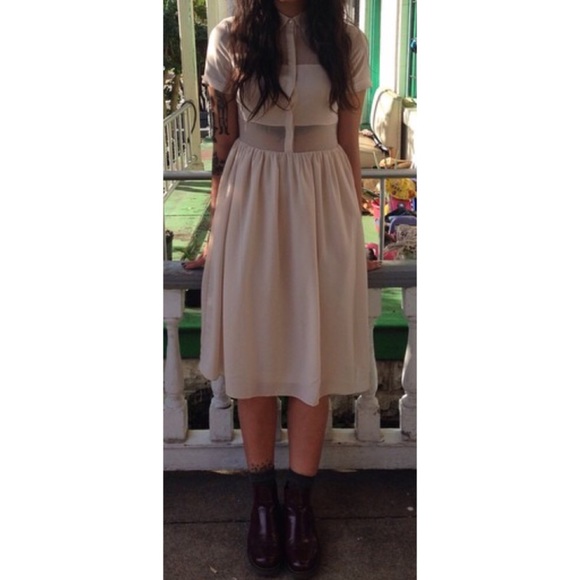 Under Skies by Anthropologie Pink Sheer Dress (M)