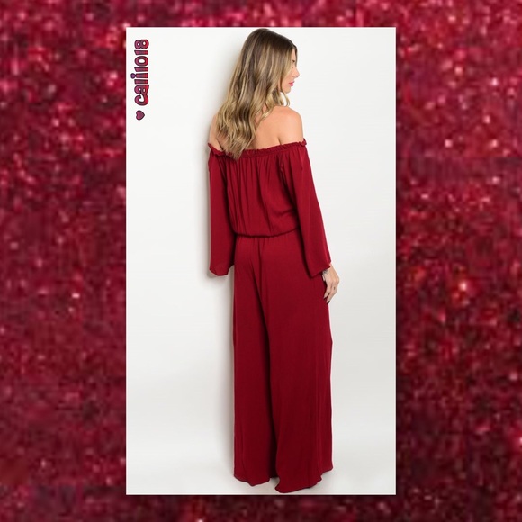 ‼️2 LEFT 1HR SALE ONLY🆕Wine Burgundy Off Shoulder - Picture 3 of 3