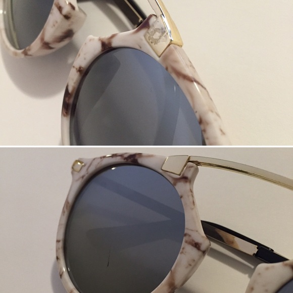 🆑 "Sienna" Sunglasses || White Marble & Silver - Picture 3 of 7