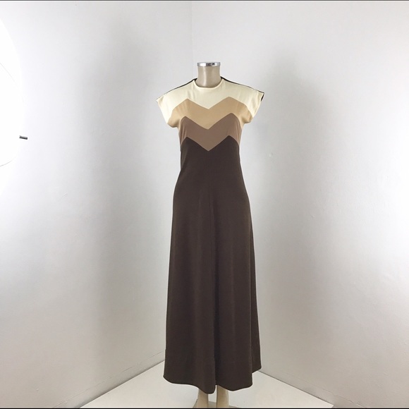 Vintage dress Shawn Original Brown Beige Maxi