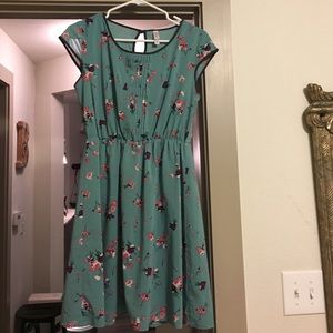 Green/Pink/White Floral Dress