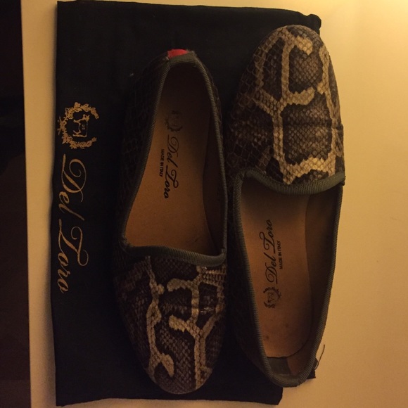 Del Toro Shoes - Del Toro Leather Snakeskin Smoking Slippers
