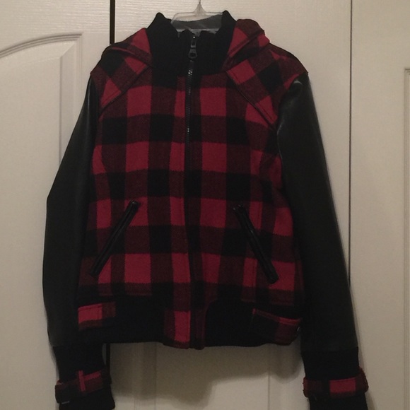 Guess lumber jack and leather like coat