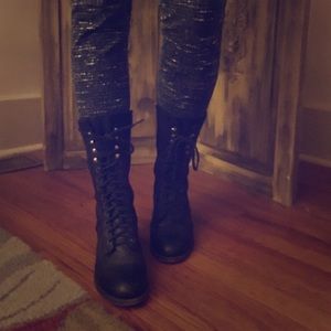 Steve Madden Leather Combat Boots. 8.