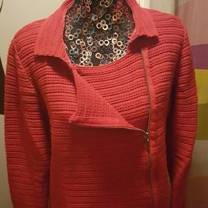 Coldwater Creek Red Zippered Sweater