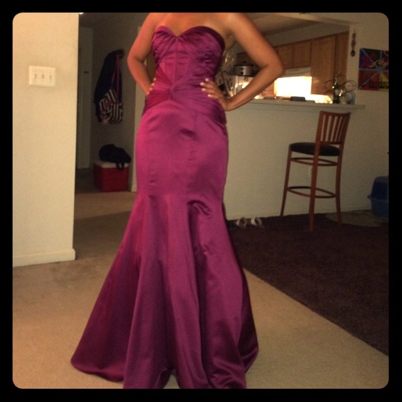 Sangria colored Truly by Zac Posen bridesmaid dr