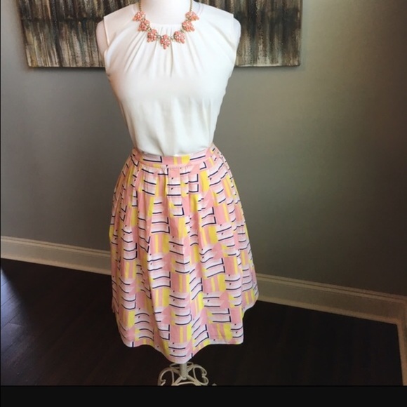 J. Crew Pink and Yellow Skirt