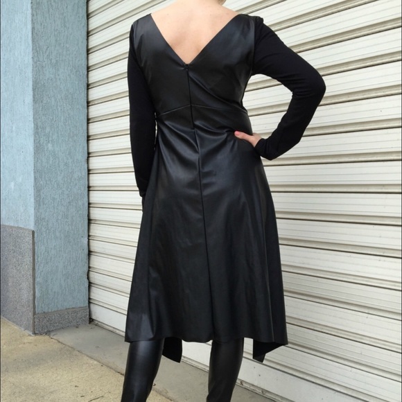 Unique leather and jersey dress sz 18 plus size