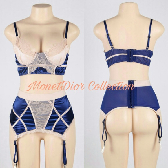 Blue & Cream Lace Two-piece