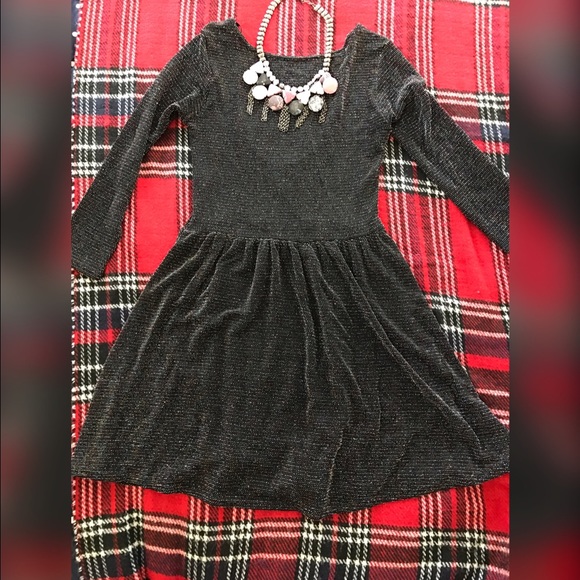 TopShop black sparkle skater dress size 2