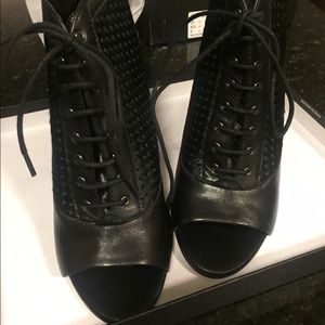 Black open toe booties