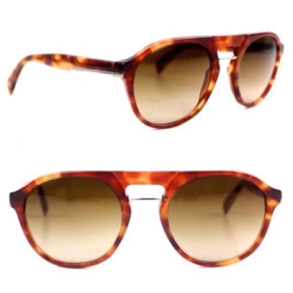 Prada Tortoise Aviator Pilot Sunglasses New