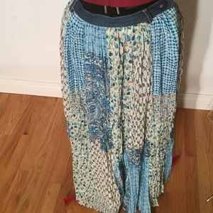 St. John's Bay Patchwork Blue Maxi Skirt