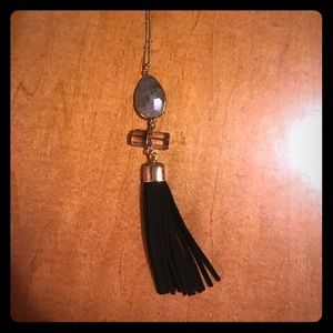 Stone and tassel necklace