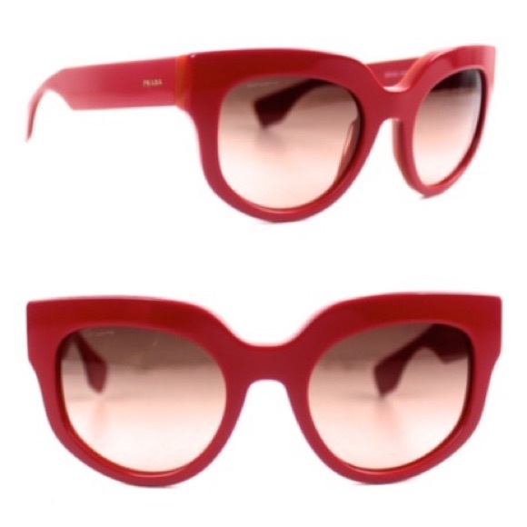 Prada Red Gradient Round Sunglasses New
