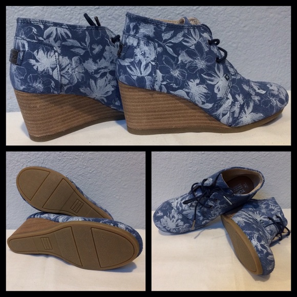 HP: TOMS Floral Print Desert Wedge Booties Sz 7 - Picture 3 of 4