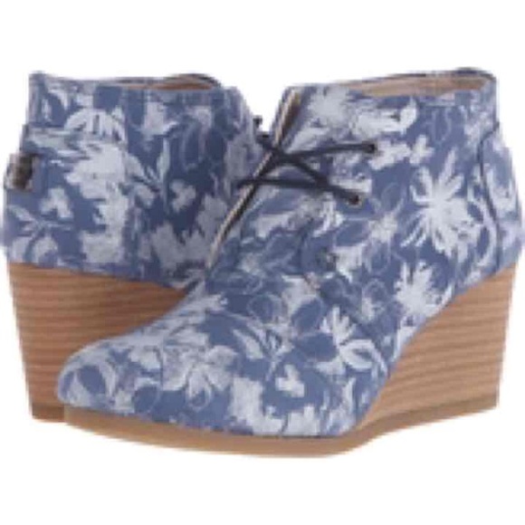 HP: TOMS Floral Print Desert Wedge Booties Sz 7 - Picture 4 of 4