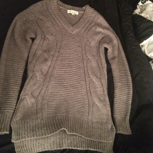 Soft grey Pink Rose sweater.