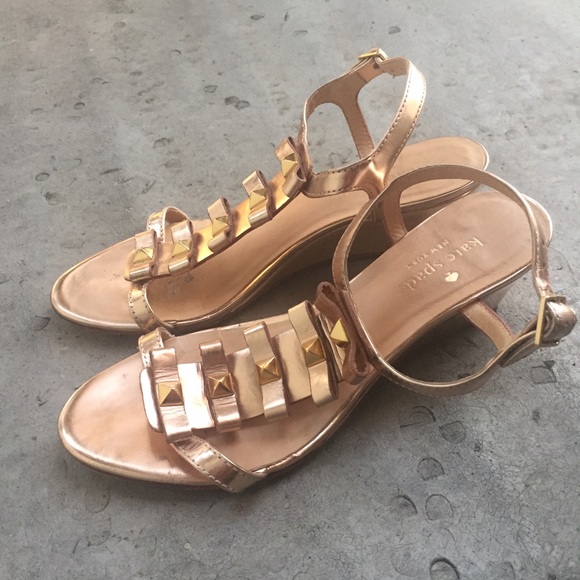 Kate Spade Rose Gold Sandal Bow Wedges - Picture 4 of 4
