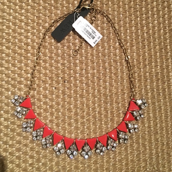 NWT. Orange and crystal J.Crew Necklace.