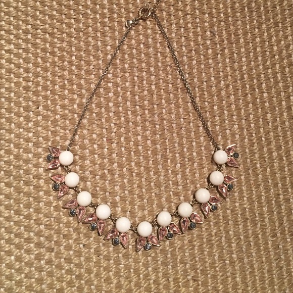 J.Crew Jewel Necklace. Light pink, grey and white