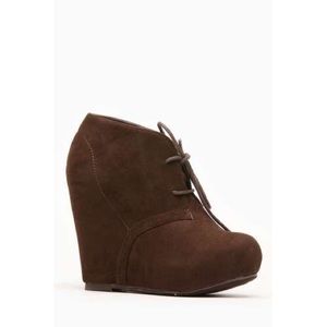 Brown suede booties
