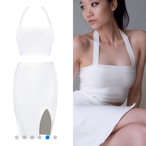 Dresses & Skirts - New White Two-Piece Halter Bodycon Set
