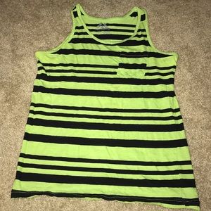 Lime Green And Black Striped Men's Tank Top