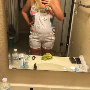 L.E.I white overalls. Size medium.