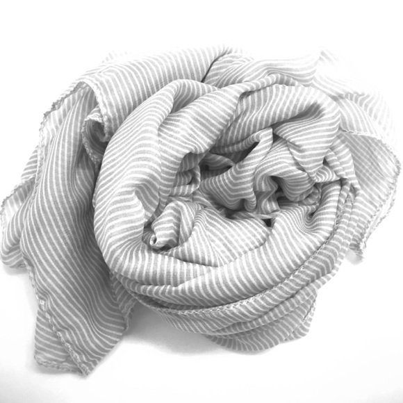 Gray and White Stripe Scarf