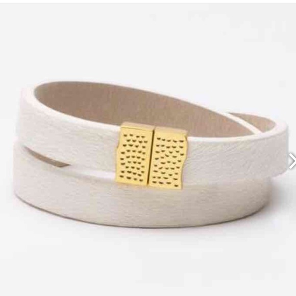 RUSTIC CUFF HALEY-White & Gold bracelet or choker!