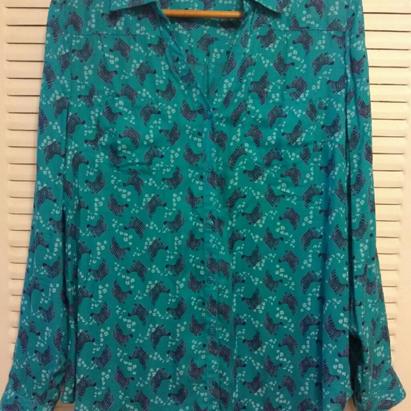 Sassy Blue Zebra Blouse - Picture 2 of 4