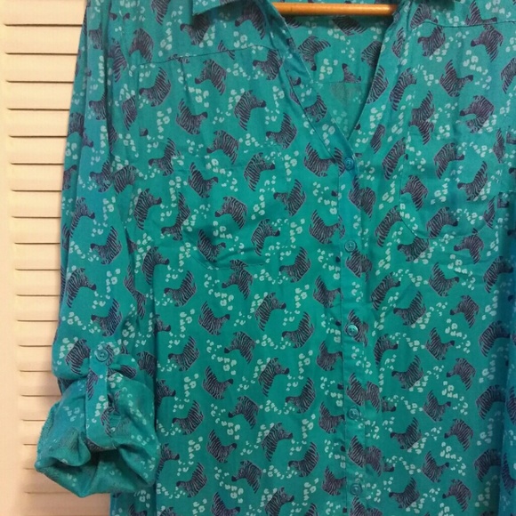 Sassy Blue Zebra Blouse - Picture 3 of 4