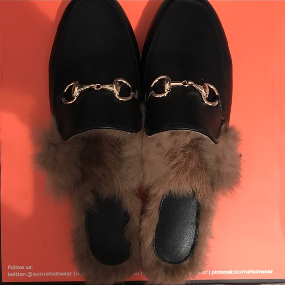 Fur Slide Faux Leather Loafer