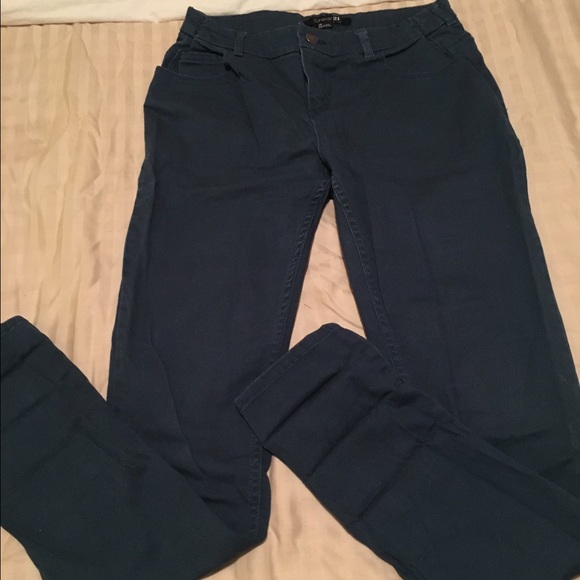 High waisted teal skinnies