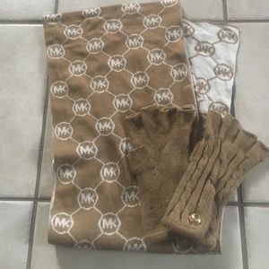 Michael Kors matching scarf and fingerless gloves