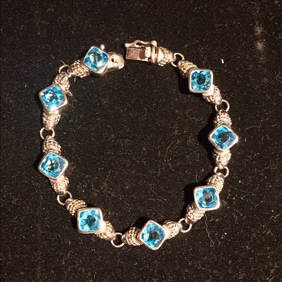 Blue topaz silver/ white gold plated bracelet