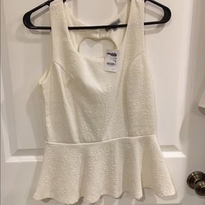 Charlotte Russe white brocade Peplum top