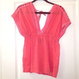 Beautiful coral blouse with detailing