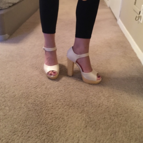 Brand new creamy white high heels sandals