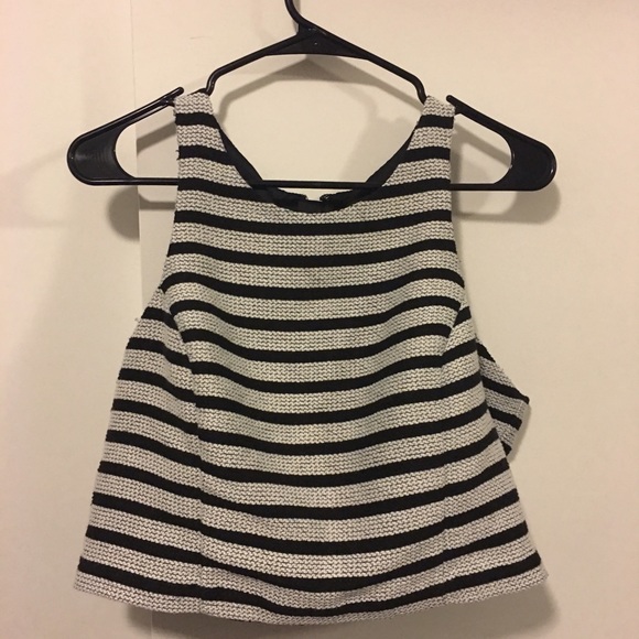 Striped Woven Crop Top