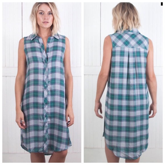 NWOT The Laundry Room Sleeveless plaid shirt dress